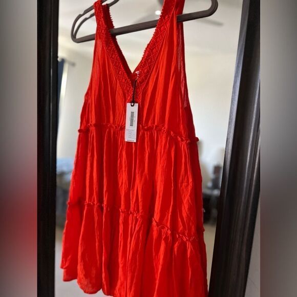 BB Dakota Tier Me Out red Dress crochet New with Tags - Picture 3 of 7